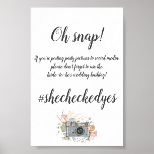Poster Hashtag Mariage plus petit douche nuptiale