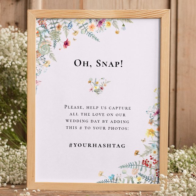 Poster Hashtag simple Fleur sauvage Fern Lavender Mariage (Créateur téléchargé)