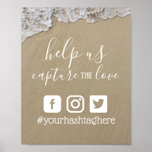 Poster Hashtag sur les réseaux sociaux de Beach Wedding