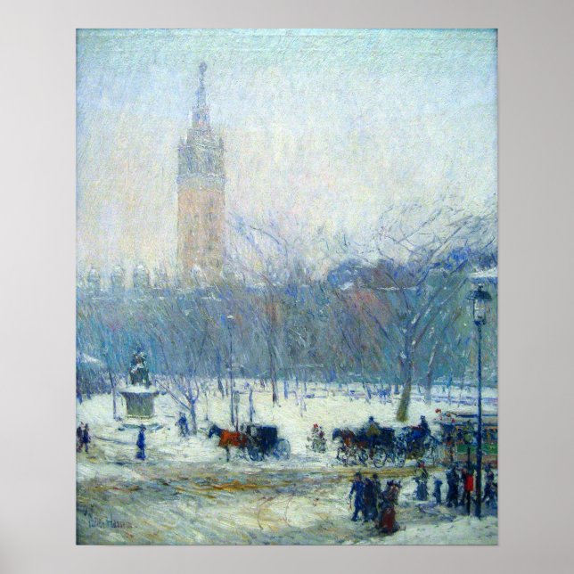 Poster Hassam - Madison Carré Snowstorm 1893 (Devant)