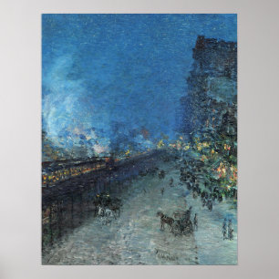 Poster Hassam - Sixth Ave El Nocturne (The El New York) …
