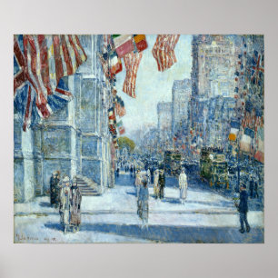 Poster Hassam - Tôt le matin sur l'avenue en mai 1917