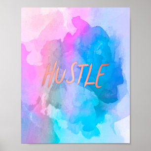 Poster Hâte rose d'or d'aquarelle en pastel