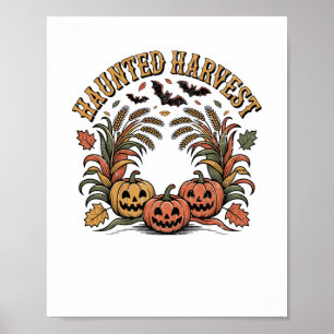 Poster Hauné Harvest Retro Halloween Citrouille