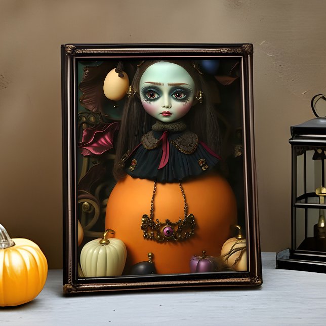 Poster Haunful Déplaisant Doll Portrait Halloween (Haunting Halloween doll portrait for spooky gallery wall decor)