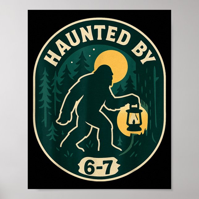 Poster Haunted By 6-7 Bigfoot Lantern Halloween Badge  (Devant)
