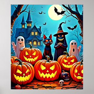 Poster Haunted Halloween conception de nuit