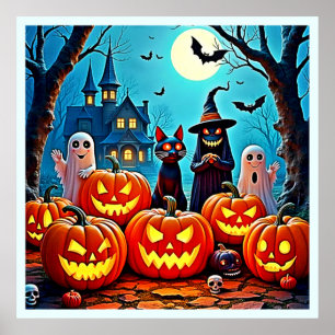 Poster Haunted Halloween conception de nuit