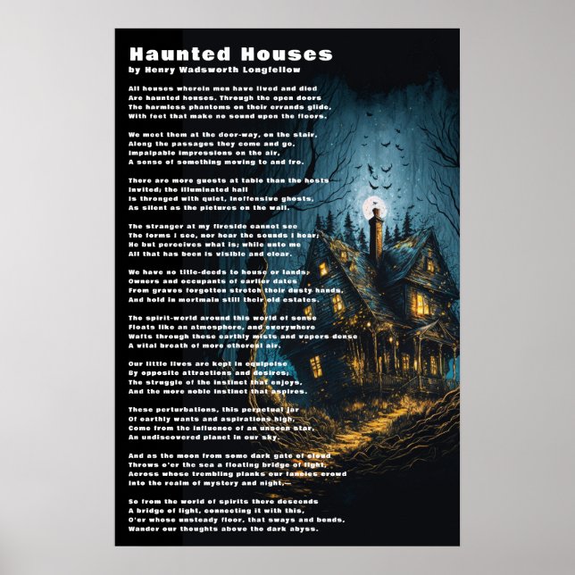 Poster Haunted Houses Poème de Henry Wadsworth Longfellow (Devant)
