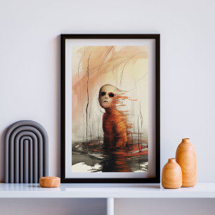 Poster Haunting Descent - Expressionniste d'horreur surré