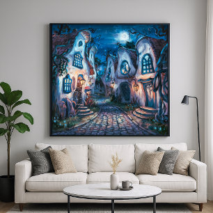 Poster Haunting Village - Ville Déplaisante Style d'illus