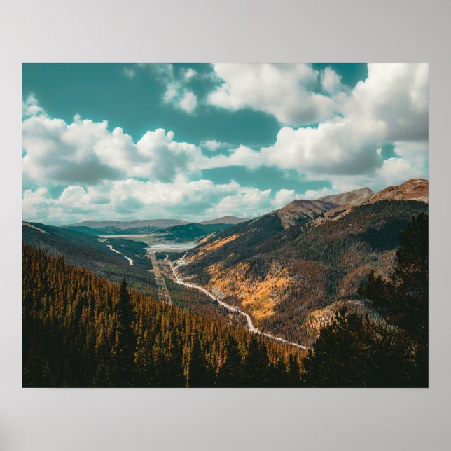 Poster Haut au-dessus // Automne Couleur automne Bois (Devant)