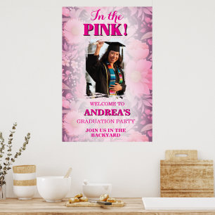 Poster Haut les cœurs dans le rose ! Diplômé rose vif
