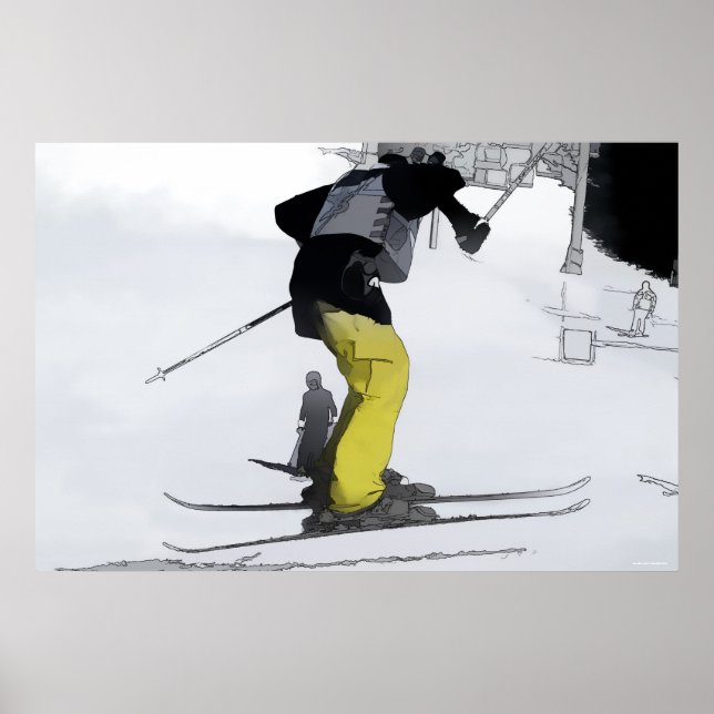 Poster Haut Naturel - Atterrissage de sauts de ski (Devant)