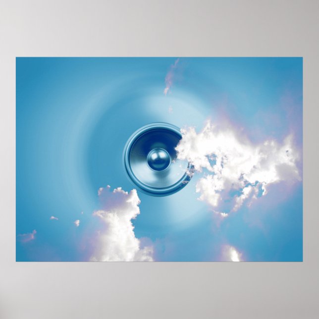 Poster Haut-parleur de musique en rotation dans le ciel (Devant)