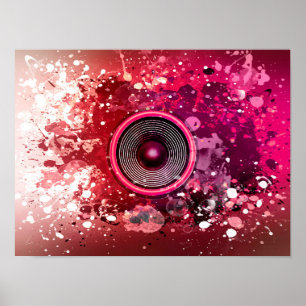 Poster Haut-parleur de musique et plaques de peinture