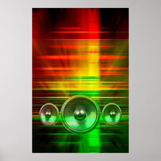 Poster Haut-parleurs de musique colorés (Devant)