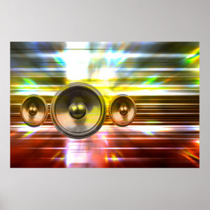 Poster Haut-parleurs de musique et lumières de fête