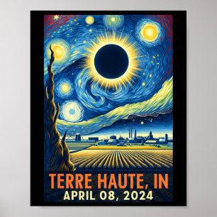 Poster Haute Indiana Total Solaire Eclipse 2024 Starry Ni
