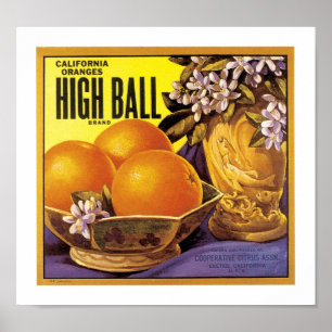 Poster Hautes oranges de la Californie de boule
