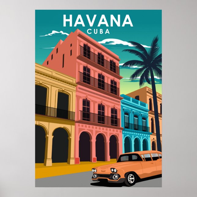 Poster Havana Cuba Île Vintage Minimal Retro City (Devant)
