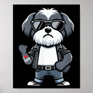 Poster Havanais J'Aime Papa Drôle Chien Tattoo