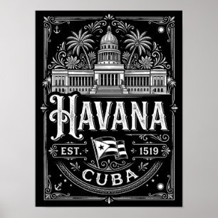 Poster Havane vintage Cuba Voyage Patrimoine