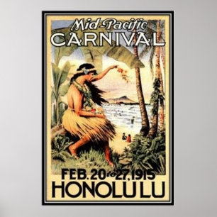 Poster Hawaï vintage, Etats-Unis -