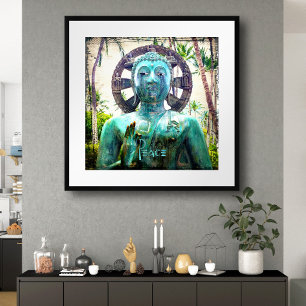Poster Hawaii Antique Turquoise Blue Bouddha Photo Paix