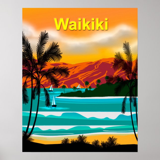 Poster Hawaii Beach Travel (Devant)