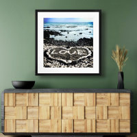 Hawaii Black Sand Beach & Coral "Love" Heart Photo