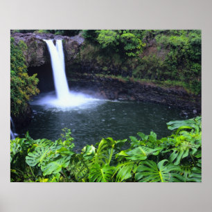 Poster Hawaii, Grande Ile, Hilo, Chutes d'arc-en-ciel, Lu