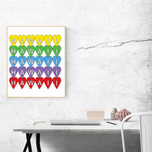 Poster Hawaii Hearts Rainbow