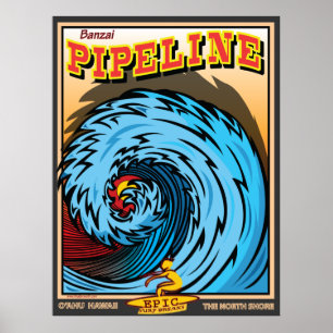 POSTER HAWAII NORTH SHORE SURF