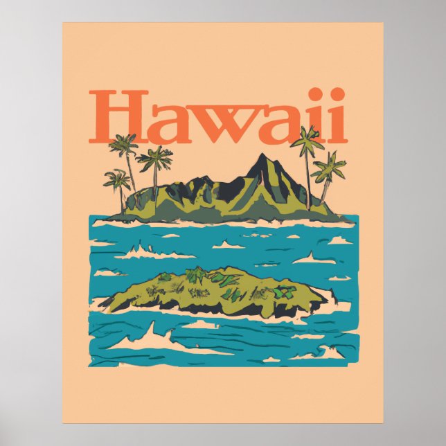 Poster Hawaii Vintage 1950 Voyage (Devant)