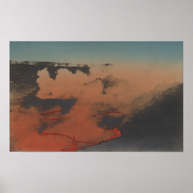 Poster Hawaii - Vue du volcan Kilauea en HA (Devant)