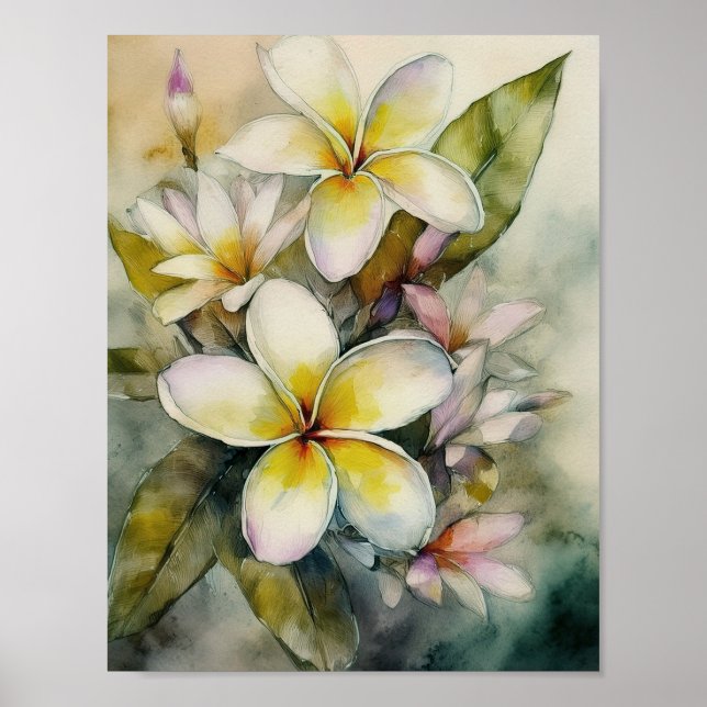 Poster Hawaii Yellow Plumeria (Devant)