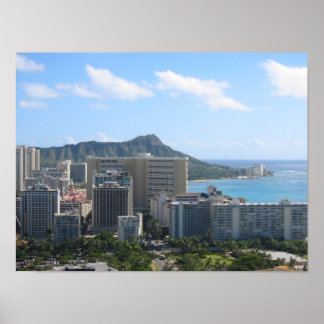 Poster Hawaii's Waikiki et Diamond Head