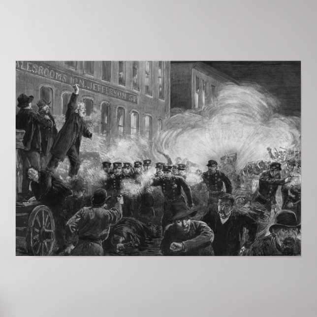 Poster Haymarket Riot Engraving - 1886 (Devant)