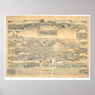 Poster Hayward, carte panoramique de CA (0696A)