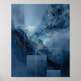 Poster Haze encadré bleu sarcelle géométrique abstrait