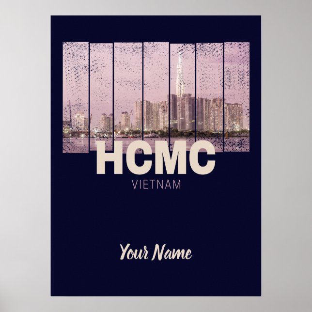 Poster HCMC Saigon (Ho-Chi-Minh-Ville) Skyline Vietnam (Devant)