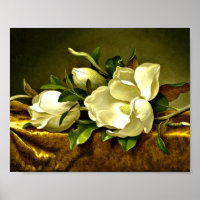 Héade - Magnolias sur tissu velours or