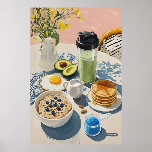 Poster Healthy Breakfast gym Food Kitchen Pancakes Cozy (Devant)