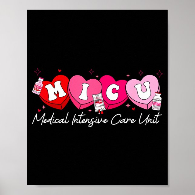 Poster Heart Candy Micu Nurse Valentine's Day Medical Cri (Devant)