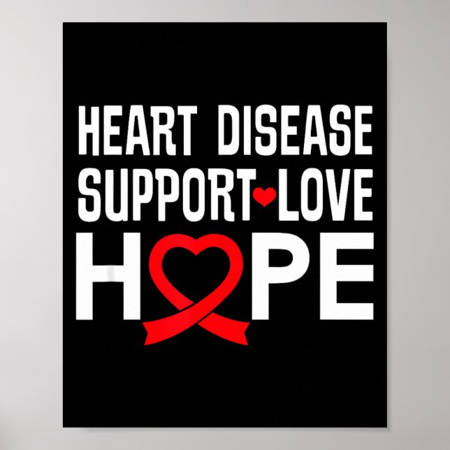 Poster Heart Disease Suprt Love Hope Red Ribbon  (Devant)