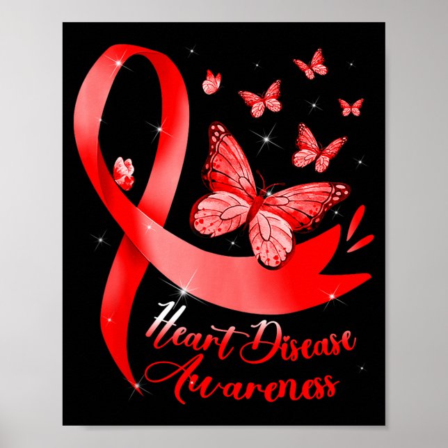 Poster Heart Disease Warrior Red Ribbon Heart Disease Awa (Devant)