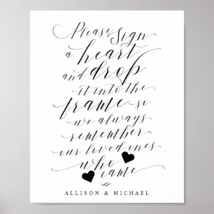 Poster Heart Drame in Frame Guest Book Mariage Sign