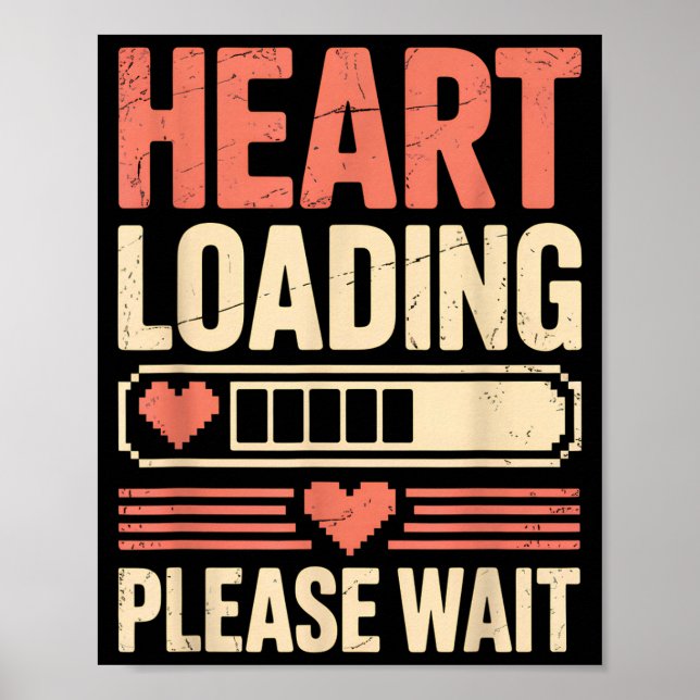 Poster Heart Loading Please Wait Retro Xel Valentine Humo (Devant)
