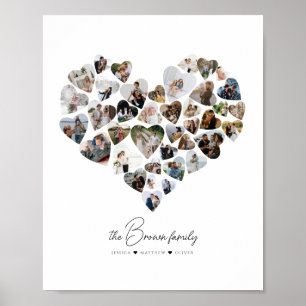 Poster Heart Photo Collage 39 Photos Saint-Valentin